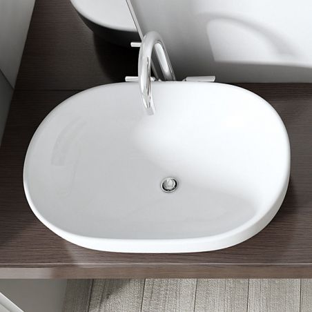 Lavoar EGO-322, compozit marmura,culoare Alb , montaj pe blat, 60x40 cm