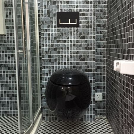 Vas WC EGO Angelo, Negru mat, Power Colour, 60x43 cm montaj suspendat, capac duroplast slim soft-close inclus