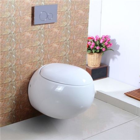 Vas WC EGO Angelo, Alb, 60x43 cm, montaj suspendat, capac duroplast slim soft-close inclus