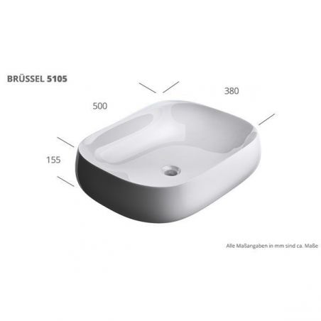 Lavoar EGO 5105, Alb, lucios, 50x38 cm, montaj pe blat, ceramica sanitara