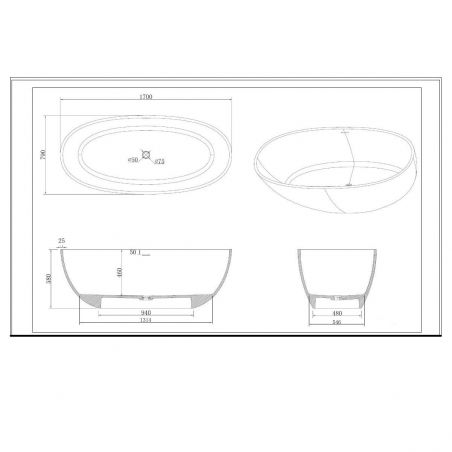 Cada de baie Lulu, Compozit Coroian, Negru Mat, 170 sau 180 cm, Izolare termica, Freestanding