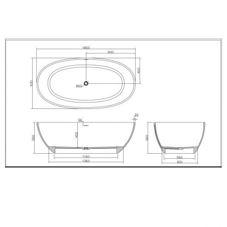 Cada de baie Lulu, Compozit Coroian, Negru Mat, 170 sau 180 cm, Izolare termica, Freestanding