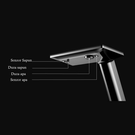 Baterie lavoar, Display Digital afisare Led, apa calda/rece, senzor pentru apa si sapun, rezervor 5 L, Negru, Anais