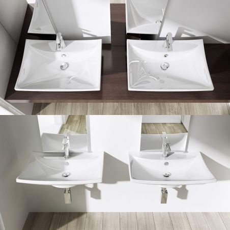 Lavoar EGO-709, ceramica sanitara, culoare Alb , montaj pe blat sau suspendat, 60x44 cm