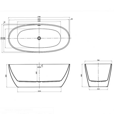Cada de baie Zinon, Acril sanitar, Alb Lucios Interior, Negru Lucios Exterior, 160 sau 170 cm, izolare termica, freestanding