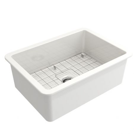 Chiuveta bucatarie, material Fireclay, stil Farmhouse, montaj incastratat, 68x48 cm, Alb, Royalty Line by Ego, Nazario