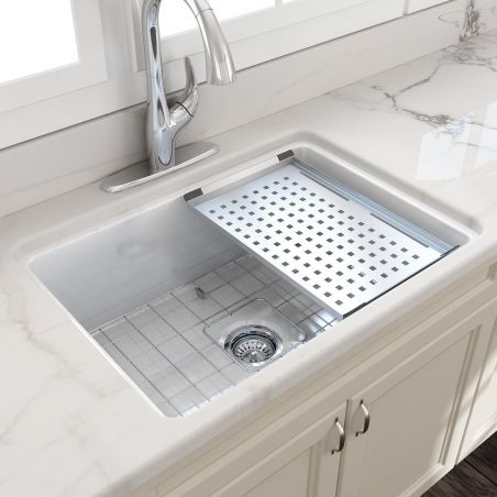 Chiuveta bucatarie, material Fireclay, stil Farmhouse, montaj incastratat, 68x48 cm, Alb, Royalty Line by Ego, Nazario