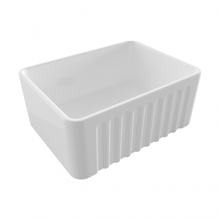Chiuveta bucatarie, front aparent decorativ, stil farmhouse, material Fireclay, 61x45 cm, Alb, Royalty Line by Ego, Greco