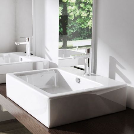 Lavoar EGO-712, ceramica sanitara, culoare Alb , montaj pe blat sau suspendat, 53x46 cm