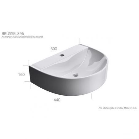 Lavoar EGO-896, ceramica sanitara, culoare Alb , montaj pe blat sau suspendat, 60x44 cm