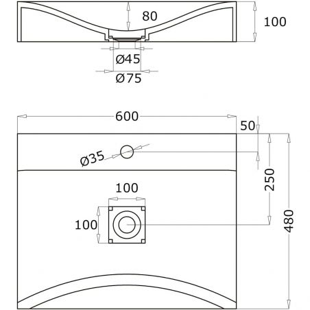 Lavoar EGO 810, Antracit mat, 60 sau 80 cm, montaj pe blat sau suspendat, compozit marmura
