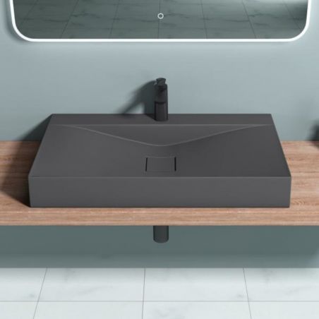 Lavoar EGO 810, Antracit mat, 60 sau 80 cm, montaj pe blat sau suspendat, compozit marmura
