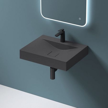 Lavoar EGO 810, Antracit mat, 60 sau 80 cm, montaj pe blat sau suspendat, compozit marmura