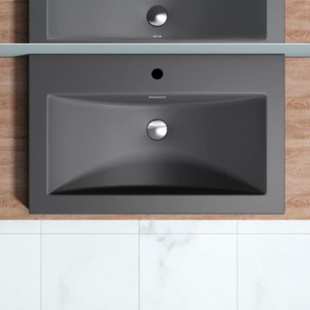 Lavoar EGO 01, Antracit mat, dimensiuni: 60-100 cm, montaj semi-incastrat, compozit marmura, cu gaura baterie