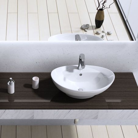 Lavoar EGO-302, ceramica sanitara, culoare Alb lucios , montaj pe blat sau suspendat, 59x39 cm