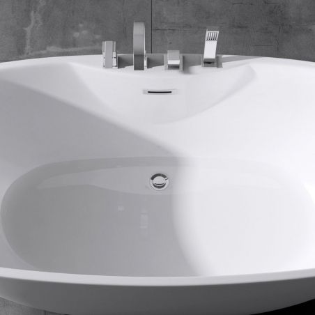 Cada de baie EGO 605, freestanding, 170 cm, baterie integrata cu finisaj crom, acril sanitar termoactiv, alb