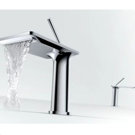 Baterie lavoar , Tip cascada, Perlator, Crom, Montaj pe blat, inaltime 26 cm, Dion