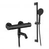 Sistem dus si Pipa cada, Negru Mat, Termostat Vernet, dus mana cu 3 jeturi, bara glisanta, Pilos