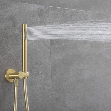 Sistem dus, Auriu Mat, montaj din tavan, baterie incastrata cu termostat, dus tip ploaie, diametru 40 cm, Apolo