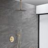 Sistem dus, Auriu Mat, montaj din tavan, baterie incastrata cu termostat, dus tip ploaie, diametru 40 cm, Apolo