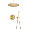 Sistem dus, Auriu Mat, montaj din tavan, baterie incastrata cu termostat, dus tip ploaie, diametru 40 cm, Apolo