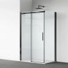 Cabina dus, perete fix si usa glisanta, sticla securizata de 8 mm, dimensiuni 80-90 x 120-140 cm, profil Negru mat, Giorgio