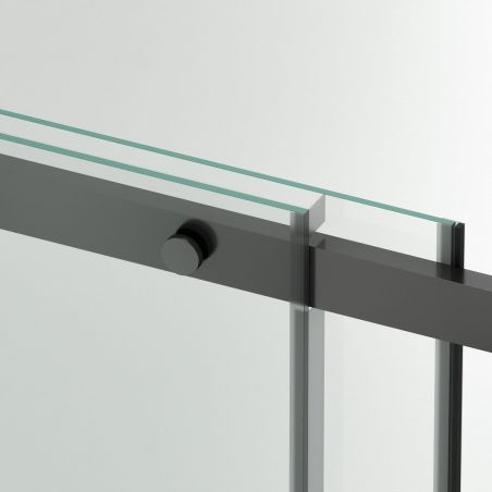 Cabina dus, perete fix si usa glisanta, sticla securizata de 8 mm, dimensiuni 80-90 x 120-140 cm, profil Negru mat, Giorgio