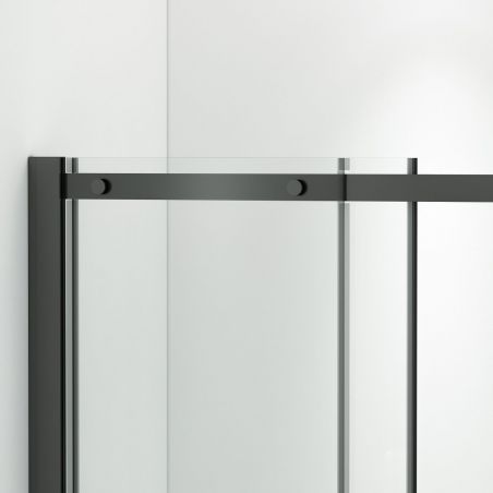 Cabina dus, perete fix si usa glisanta, sticla securizata de 8 mm, dimensiuni 80-90 x 120-140 cm, profil Negru mat, Giorgio