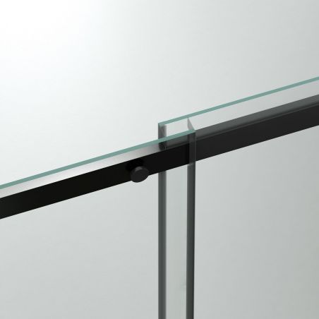 Cabina dus, perete fix si usa glisanta, sticla securizata de 8 mm, dimensiuni 80-90 x 120-140 cm, profil Negru mat, Giorgio