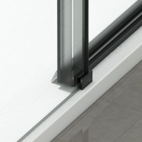 Cabina dus, perete fix si usa glisanta, sticla securizata de 8 mm, dimensiuni 80-90 x 120-140 cm, profil Negru mat, Giorgio