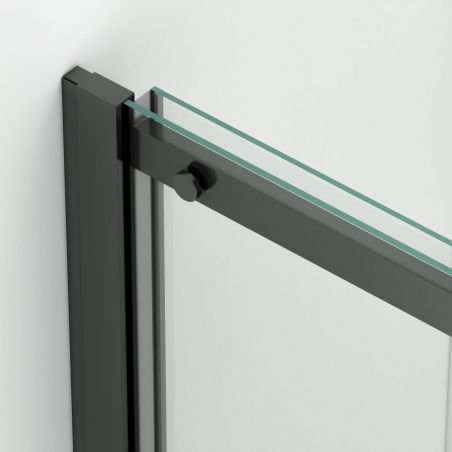 Cabina dus, perete fix si usa glisanta, sticla securizata de 8 mm, dimensiuni 80-90 x 120-140 cm, profil Negru mat, Giorgio