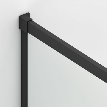 Cabina dus, perete fix si usa glisanta, sticla securizata de 6 mm, 70-90 x100-180 cm, profil Negru Mat, Hanes