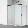 Cabina dus, perete fix si usa glisanta, sticla securizata de 6 mm, 70-90 x100-180 cm, profil Negru Mat, Hanes