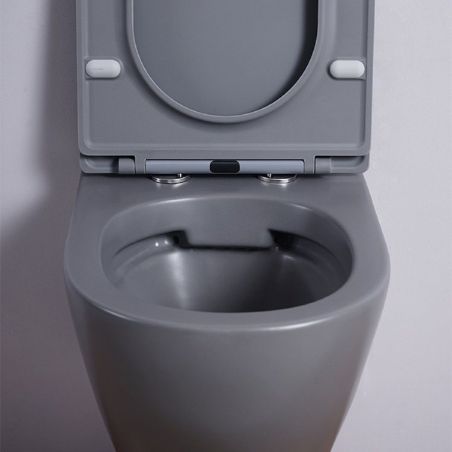Vas Wc, Gri Mat, Power Color, Rimless, 49x37 cm, montaj suspendat, capac Duroplast, ceramica sanitara, Ben
