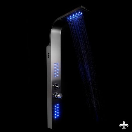 Panel dus 9304 LED din otel inoxidabil, finisaj crom, cu ploaie si hidromasaj