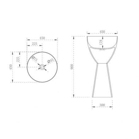Lavoar stativ, Material Cristalmood , Maro/Negru, Transparent, freestanding, 45x45x90, Regina