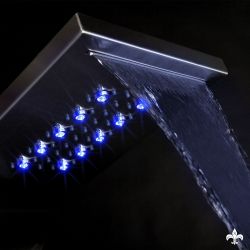 Panel dus 9304 LED din otel inoxidabil, finisaj crom, cu ploaie si hidromasaj