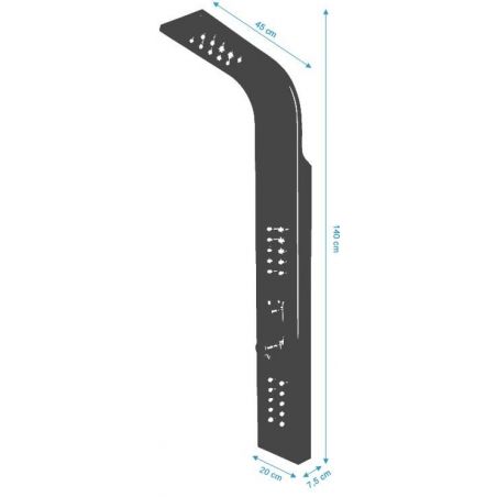 Panel dus 9304 LED din otel inoxidabil, finisaj crom, cu ploaie si hidromasaj