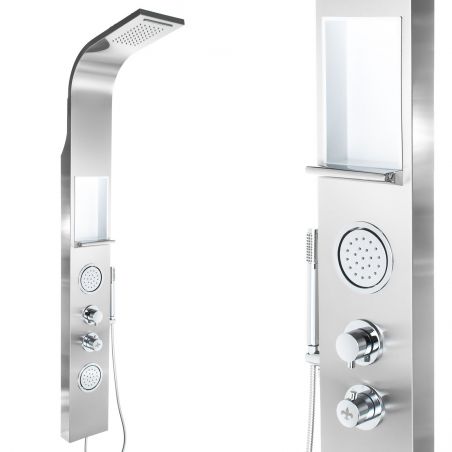 Panel de dus SK-423S,otel inoxidabil, cu ploaie si hidromasaj, finisaj crom