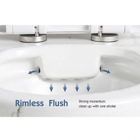 Vas WC Lazio Albastru Terrazo, Rimless, SifonFlush, 69x39 cm, Rezervor Inclus, montaj podea, capac inclus, Royalty Line by Ego