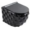 Vas Wc, Negru, Rimless, 49x36 cm, montaj suspendat, capac Duroplast, ceramica sanitara, Sidef Vas Wc, Negru, Rimless, 49x36 cm, montaj suspendat, capac Duroplast, ceramica sanitara, Sidef