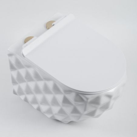 Vas Wc, Alb Lucios, Rimless, 49x36 cm, montaj suspendat, capac Duroplast, ceramica sanitara, Sidef