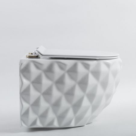Vas Wc, Alb Lucios, Rimless, 49x36 cm, montaj suspendat, capac Duroplast, ceramica sanitara, Sidef