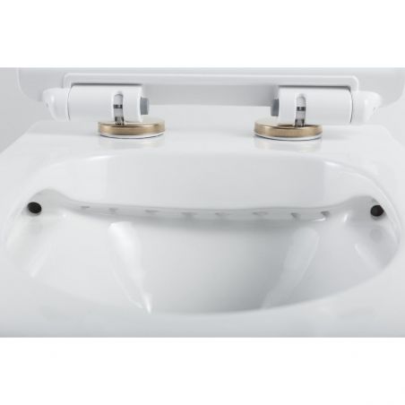 Vas Wc, Alb Lucios, Rimless, 49x36 cm, montaj suspendat, capac Duroplast, ceramica sanitara, Sidef