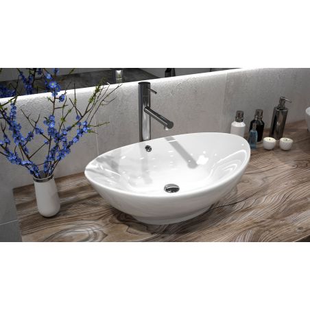 Lavoar EGO Wendy, Alb, lucios, 59.5x39 cm, montaj pe blat, ceramica sanitara