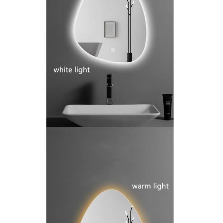 Oglinda Led, Dezaburire si Buton Touch, 3 Culori, Intensitate reglabila, dimensiuni 60-75 x 80-100 cm, Gloria