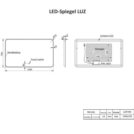 Oglinda pentru baie EGO - Louie, cu LED, dezaburire si intrerupator touch