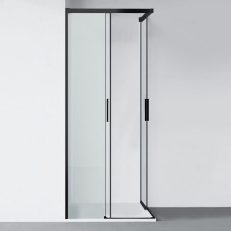 Cabina dus, 2 Usi Glisante, sticla securizata de 6 mm, 80-100 x 80-100 cm, profil Negru Mat, Medea