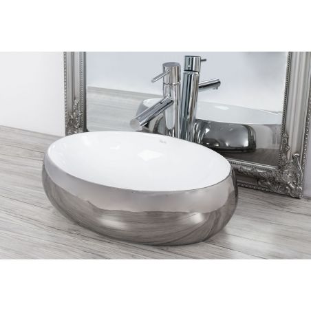 Lavoar EGO Linda SW, Argintiu Alb, lucios, 48.5x34 cm, montaj pe blat, ceramica sanitara