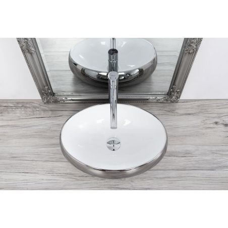 Lavoar EGO Linda SW, Argintiu Alb, lucios, 48.5x34 cm, montaj pe blat, ceramica sanitara